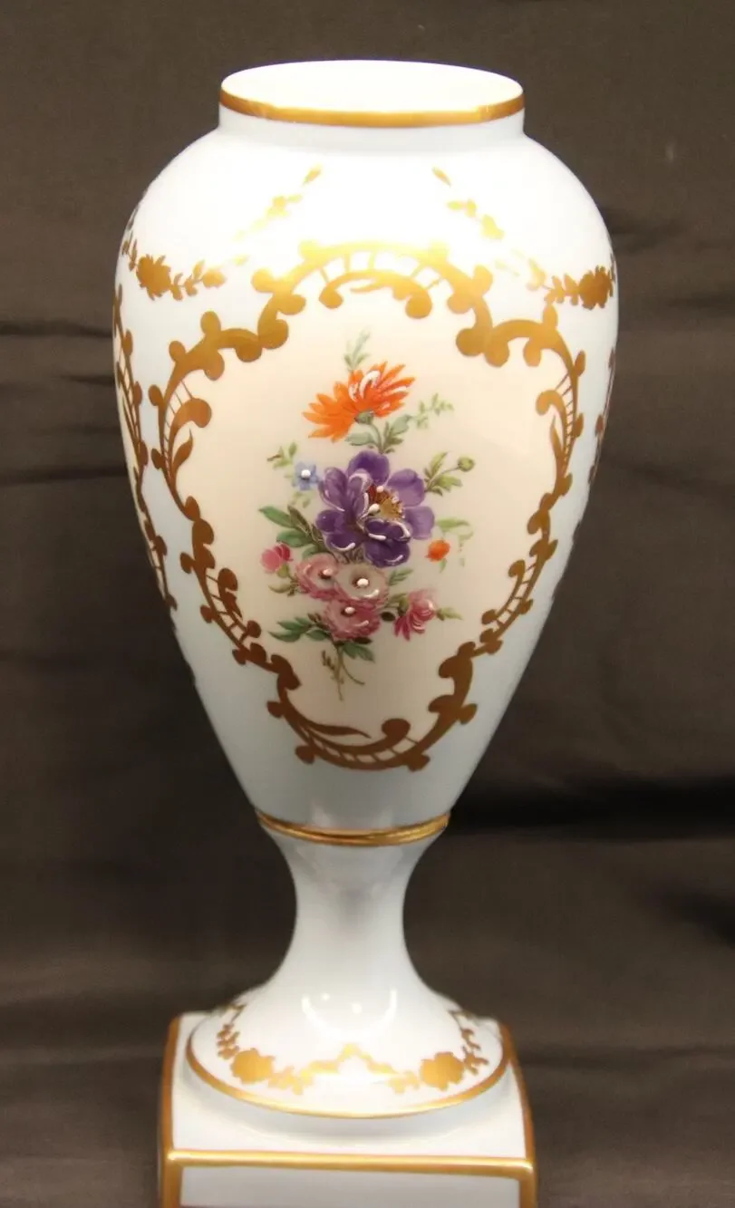 Antique Limoges France Porcelain Vase Light Blue Gold Gilt Hand Painted Urn